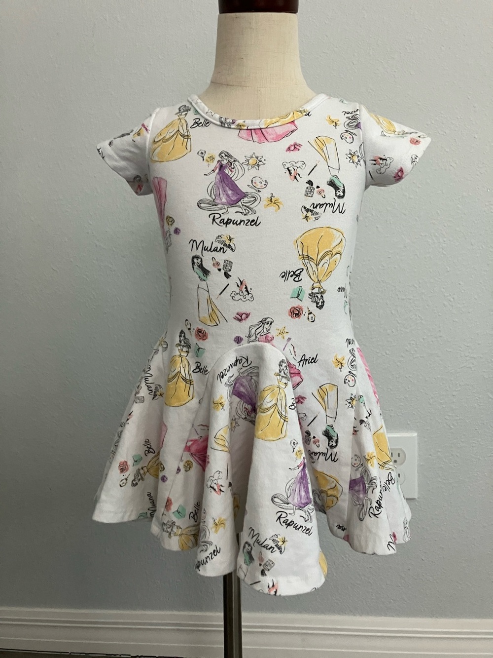 DISNEY Princess Toddlers Girls  white French terry Twirl Dress | 3T
